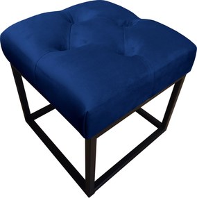 Pufa CHESTERFIELD tkanina Welur loft ławka podnóżek metal : Kolor Stelaża - Czarny , Kolor tkaniny - VELVET - MG16, Typ tkaniny - Velvet