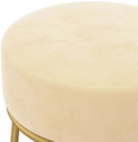 Kremowy welurowy taboret okrągły glamour - Viena 3X