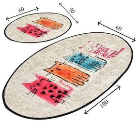 Jasnobrązowe dywaniki łazienkowe zestaw 2 szt. 60x100 cm Baby Cats – Foutastic