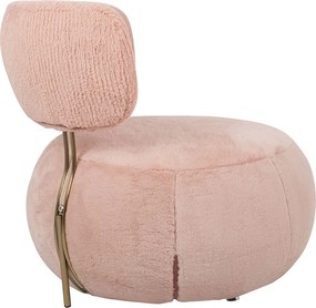 Designerski fotel wypoczynkowy z pluszu Teddy Low różowy