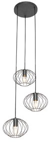 Industrialna lampa wisząca czarna 3-światłowa - MargaritaDesignerski Oswietlenie wewnetrzne