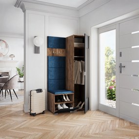 Masseno Garderoba VIRA 95/181/51 cm Nowoczesna Szafa do Przedpokoju Dąb lefkas, MONOLITH 77 (Niebieski)