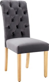 Zestaw 6 krzeseł do jadalni z aksamitu - 45 x 65 x 101 cm - nogi dębowe - fotel wypoczynkowy - szary