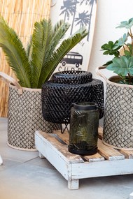 Lampa stołowa boho LIBY, bambusowa plecionka, Ø 25 cm