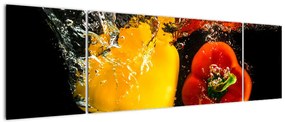 Obraz - papryki w wodzie (170x50 cm)