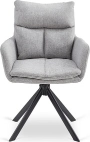 Zestaw Stół Prostokątny Rozkładany HAMPTON 160-240 cm Dąb/Czarny i 4 Krzesła PAUL Szare