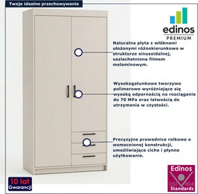 Kaszmirowa szafa dwudrzwiowa z 3 szufladami Z0-A84