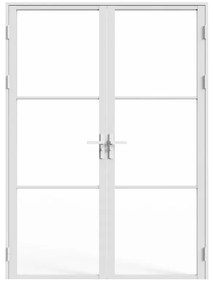 Drzwi kompletne 2-skrzydłowe dwustronne z aluminium i szkła hartowanego - 2 x wys. 204 x szer. 73 cm - Biały - MASERU