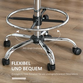 HOMCOM Stołek barowy Obrotowe krzesła barowe regulowane z oparciem tapicerowanym PU beżowy