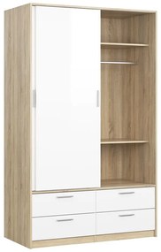 Biało-naturalna szafa w dekorze dębu z drzwiami przesuwnymi 121x200 cm Line – Tvilum