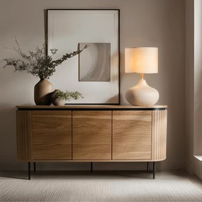 Komoda do Salonu BECK 160 cm Dąb Trzydrzwiowa Ryflowana Nowoczesna