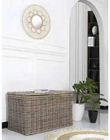 Skrzynia do przechowywania TIMGAD z drewna kubu – 100 × 55 × 55 cm (dł. × szer. × wys.) – kolor szary naturalny