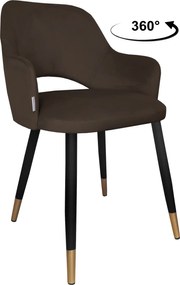 Krzesło Milano tkanina Welur noga metalowa : Kolor nogi - Czano-złota stożek, Kolor tkaniny - VELVET - MG05, Typ siedziska - Siedzisko obrotowe 360°