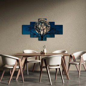 Obraz drzewa z pełnią księżyca (125x70 cm)