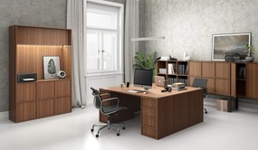 Szafka biurowa FRAME, 6x drzwi, z wnęką, 1299 x 450 x 2162 mm, mechaniczny zamek szyfrowy, orzech