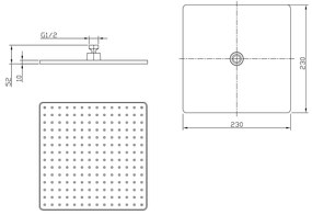 Deszczownica XXL 3030TB z ABSCzarny - 23 x 23 cm