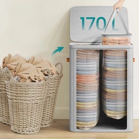 SongmicsHome Kosz na bieliznę TALIA 170 l, 56×40×75 cm, jasnoszary