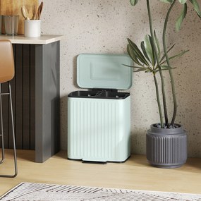 HOMCOM Kosz na śmieci do kuchni, 2 x 20 L, efektywne sortowanie odpadów, pedał nożny, tworzywo sztuczne, metal, zielony | Aosom PL