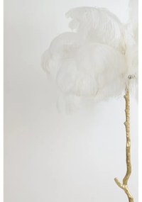 Lampa stojąca w biało-złotym kolorze z kloszem z pierza (wysokość 180 cm) Feather – Light &amp; Living