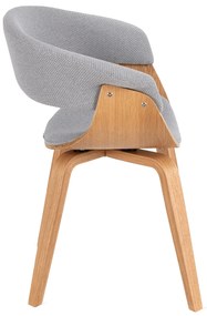 Krzesło Tapicerowane z Drewna Giętego GARY 2 Szare/Dąb Złoty Nowoczesne Loft