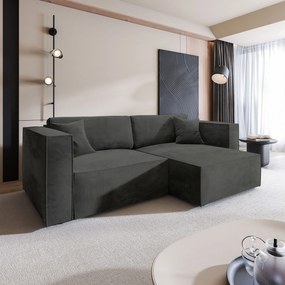 Masseno Narożnik NERIO z funkcją spania i pojemnikiem na pościel Narozniki L, Rozkładana sofa - Czarny, MONOLITH 95