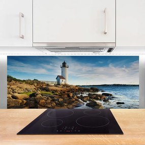 Panel Szklany do Kuchni Klasyczna Latarnia na Brzegu