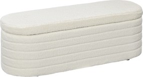 HOMCOM Ławka z miejscem do przechowywania, polar Teddy, 116x41x40,5cm, kremowa