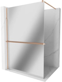 Mexen Kioto+ ścianka prysznicowa z półką Walk-in 70 x 200 cm, lustro, miedź szczotkowana - 800-070-121-65-50