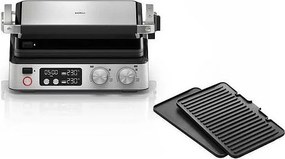 Wielofunkcyjny grill Braun Multi Grill 7 - 2000W, 3 poziomy grzania, wbudowany pojemnik na tłuszcz, czarno-stalowy design