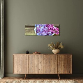 Obraz - fioletowa roślina (z zegarem) (90x30 cm)