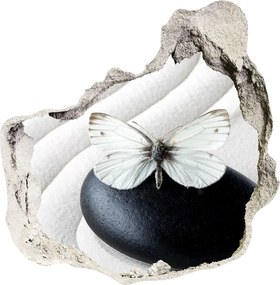 Dziura 3d fototapeta naklejka Kamień zen i motyl