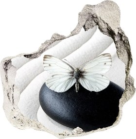 Dziura 3d fototapeta naklejka Kamień zen i motyl