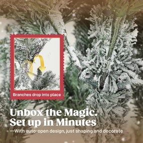 HOMCOM Sztuczna choinka 180 cm z efektem śniegu, 1815 gałązek, ze składanym metalowym stojakiem | Aosom PL