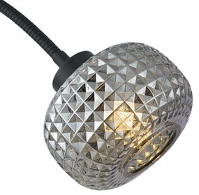 Designerska lampa podłogowa czarna z przydymionym szkłem 2-źródła światła - BriannaDesignerski Oswietlenie wewnetrzne