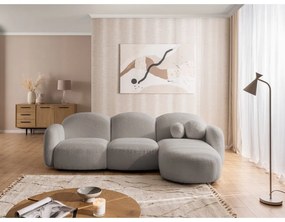 Szary narożnik z materiału bouclé (prawostronny/z szezlongiem) Orbit – Ropez