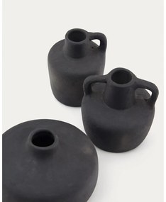 Czarne wazony z terakoty zestaw 3 szt. (wysokość 6 cm) Sofra – Kave Home