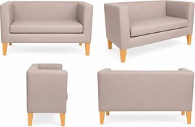 Sofa Monaco : Kolor nogi - Drewno, Kolor tkaniny - EKO-SKÓRA - 11D, Typ tkaniny - Eko-skóra , Wysokość nogi - 20 cm