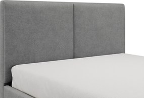 Łóżko tapicerowane Lektis 140x200 ze stelażem i pojemnikiem - szara tkanina łatwoczyszcząca Maya 18 / nogi metalowe czarne