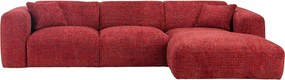 Kanapa narożna prawostronna duża  z czerwonej teksturowanej tkaniny  POGNI marki Maison Céphy