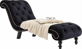 Pikowany czarny szezlong w stylu ludwikowskim L1-M68