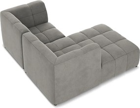 Szary aksamitny narożnik (lewostronny/z szezlongiem) Aloha – Makamii