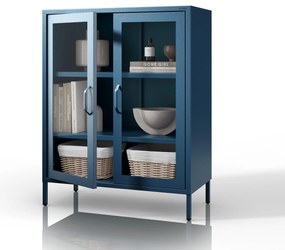 Witryna przeszklona niska granatowa: Modern GINA, 800 x 1015 x 400 mm