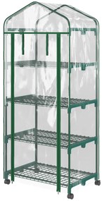 Outsunny Szklarnia Foliowa, Mini-szklarnia, Szklarnia do Roślin, Grządka, 4 Półki, 69 x 50 x 165 cm, Przezroczysta