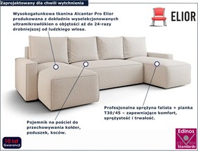 Kremowy rozkładany narożnik U z funkcją spania - Meltix 3X