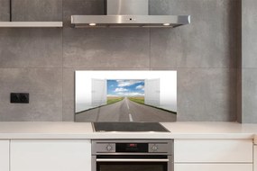 Szkło do Kuchni na Ścianę Surrealistyczna Droga do Drzwi