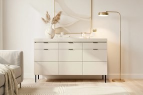 Komoda trzydrzwiowa Sentia 157 z trzema szufladami - kaszmir / czarny