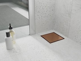 Mexen Flat-Q M13 wpust podłogowy kwadratowy 12 x 12 cm, różowe złoto - 1610012