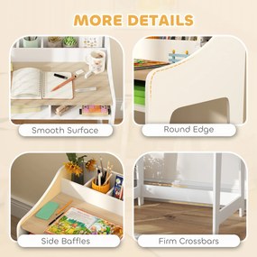 AIYAPLAY Zestaw biurka dla dzieci z miejscem do przechowywania, otwarte półki, krzesło, 3-8 lat, drewno