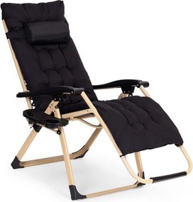 Regulowany leżak ogrodowy, składany, z poduszką Corsica 009, czarny/złoty