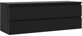 Mexen Rivel szafka łazienkowa podumywalkowa 140 cm z blatem, 2 szuflady, ryflowana , czarna mat - 91A20-14047-2-BFFC71